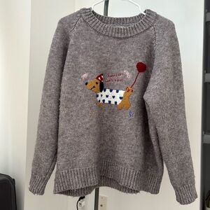 Gray Sweater with Dog Design
